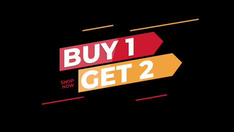 Buy-1-Get-2-Free,-Sale-badge-tag,-business-Label-concept-Motion-graphics-video-with-alpha-channel.